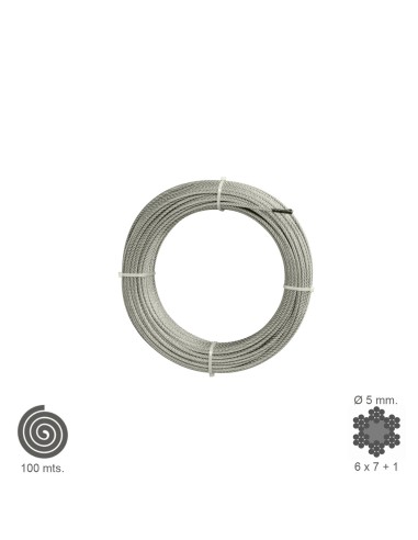 Cable Galvanizado   5 mm. (Rollo 100 Metros) No...