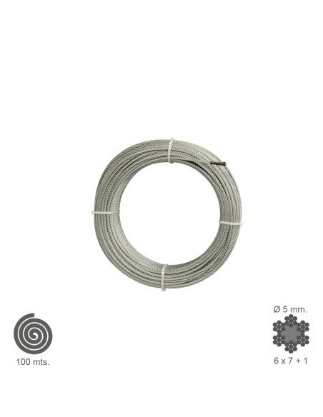 Cable Galvanizado   5 mm. (Rollo 100 Metros) No Elevacion