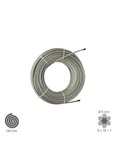 Cable Galvanizado   8 mm. (Rollo 100 Metros) No...