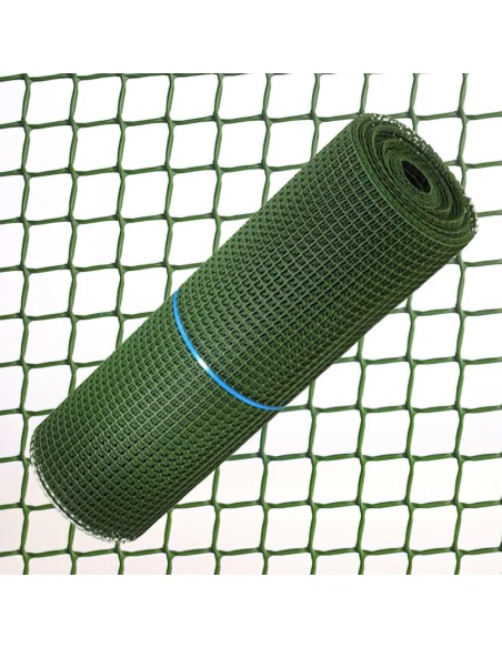 Tela Cuadrada Plastico 1,0 cm. x 1 Metro. Verde  Rollo 25 Metros