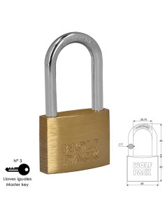 Candado Laton Arco Largo Llaves Iguales 50 mm. Nº3
