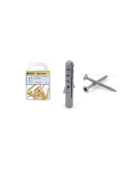 Taco Nº 4 Con Tornillos Cabeza Plana Zincada 3,5x25 mm. 15 unidades