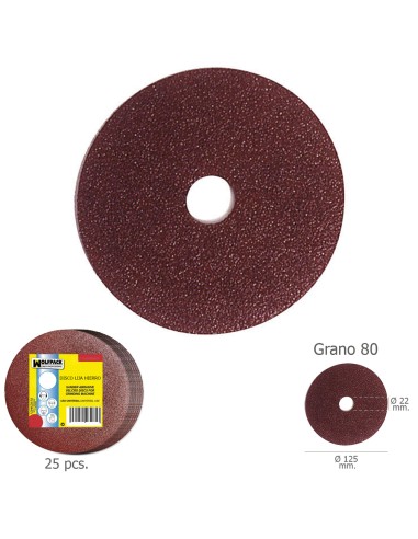 Disco Lija Hierro 125x22 mm. Grano  80 (Paquete...