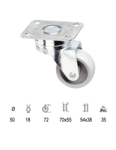 Rueda Polyamida Placa   50 mm.