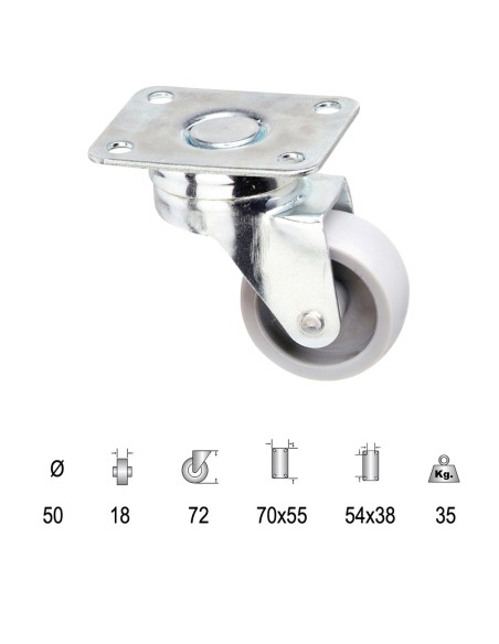 Rueda Polyamida Placa   50 mm.