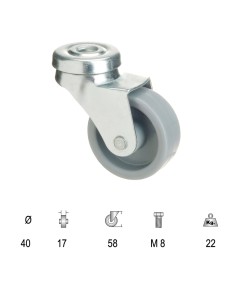 Rueda Polyamida Pasante   40 mm.