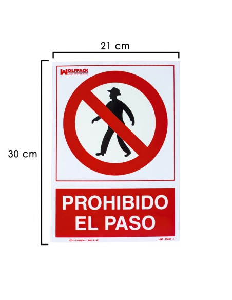 Cartel Prohibido El Paso 30x21 cm.