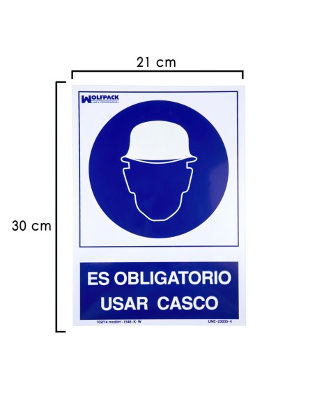 Cartel Obligatorio Usar Casco 30x21 cm.