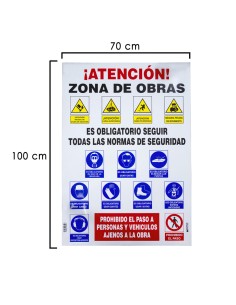 Cartel Combinado Normas Obra  100x70 cm.