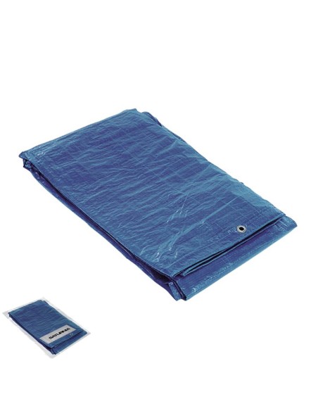 Lona Impermeable Reforzada 4x6 metros (Aproximadamente) Con Ojetes Metálicos, Lona de Protección Duradera, Color Azul.