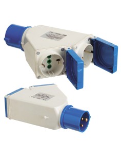 Adaptador Industrial Cetac Schuko Doble 2p Con Tapa