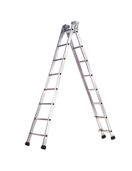 Escalera Aluminio Industrial Pronor 2 Tramos  7+7 Peldaños