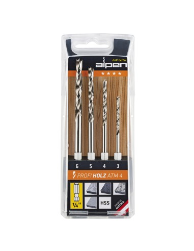 Estuche Brocas Alpen Hexagonal Madera  4 Piezas