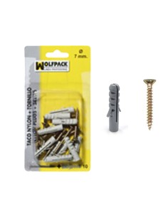 Taco Nylon+Tirafondo   5 mm. (25 Piezas)