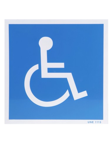 Cartel Minusvalidos Azul blanco  21x21 cm.