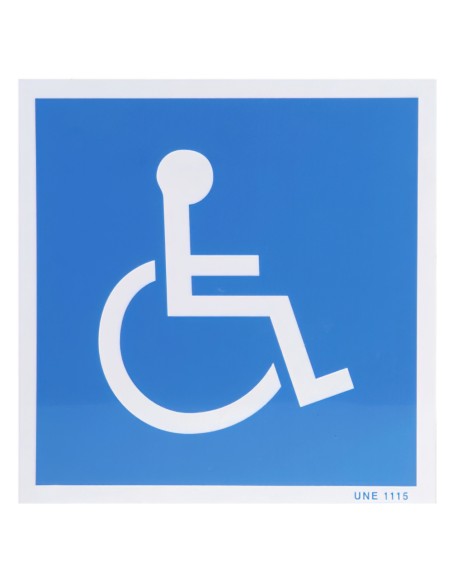 Cartel Minusvalidos Azul blanco  21x21 cm.