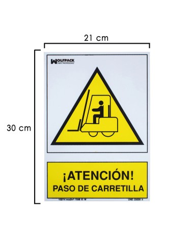 Cartel Atencion Paso Carretilla 30x21 cm.