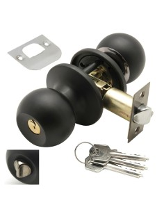 Pomo Puerta Wolfpack Con Llave Con Condena Negro Para...