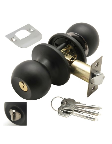Pomo Puerta Wolfpack Con Llave Con Condena Negro Para Entrada