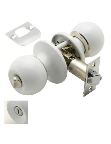 Pomo Puerta Wolfpack Con Condena Blanco Para Baño