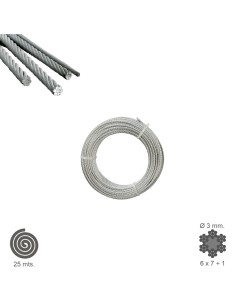 Cable Galvanizado    3 mm. (Rollo 25 Metros) No Elevacion