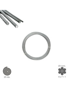 Cable Galvanizado    4 mm. (Rollo 25 Metros) No Elevacion
