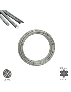 Cable Galvanizado    6 mm. (Rollo 25 Metros) No Elevacion