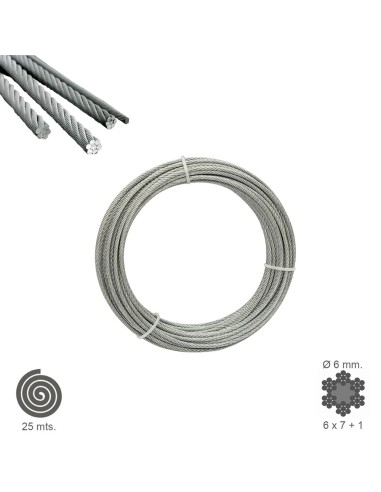 Cable Galvanizado    6 mm. (Rollo 25 Metros) No...