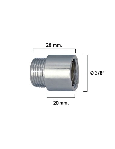 Alargadera Redonda Cromo  3/8" x 20