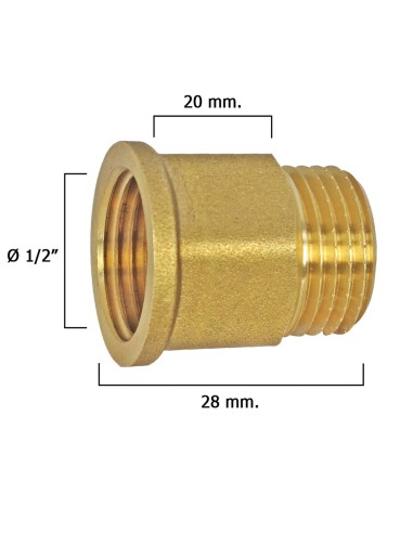 Alargadera Hexagonal Pulida 1/2x20