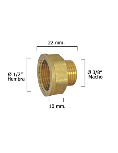 Alargadera Hexagonal Reduccion Pulida 3/8 Macho...