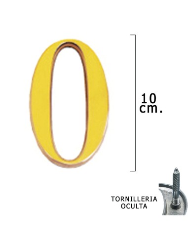 Numero Latón "0" 10 cm. con Tornilleria Oculta...