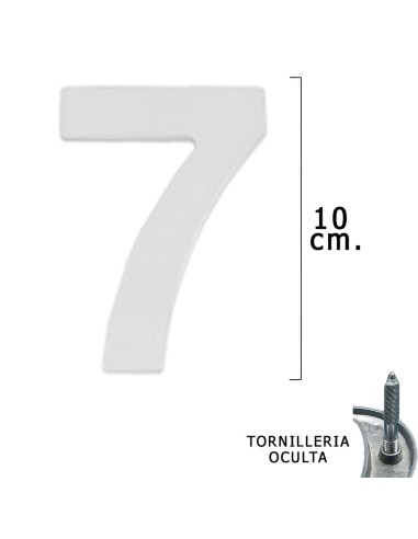 Numero Metal "7" Plateado Mate 10 cm. con...
