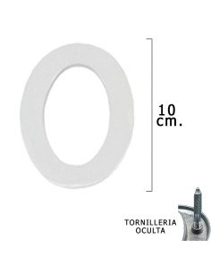 Numero Metal "0" Plateado Mate 10 cm. con Tornilleria...