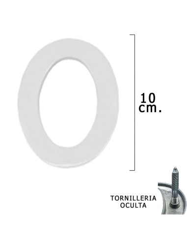 Numero Metal "0" Plateado Mate 10 cm. con...