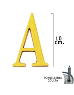 Letra Latón "A" 10 cm. con Tornilleria Oculta (Blister 1...