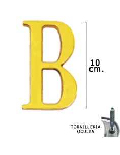 Letra Latón "B" 10 cm. con Tornilleria Oculta (Blister 1...