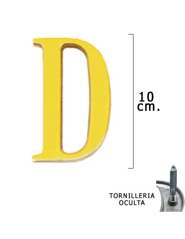 Letra Latón "D" 10 cm. con Tornilleria Oculta...