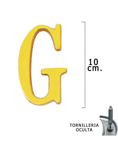 Letra Latón "G" 10 cm. con Tornilleria Oculta...