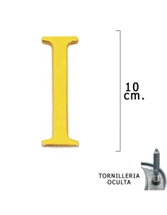 Letra Latón "I" 10 cm. con Tornilleria Oculta (Blister 1...