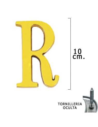Letra Latón "R" 10 cm. con Tornilleria Oculta...