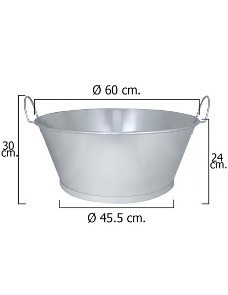 Barreño galvanizado baño WOLFPACK 24" 60x24cm 46lt 05060007