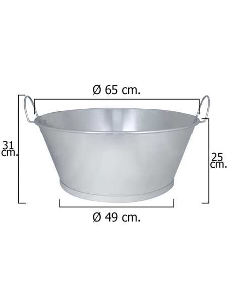 Barreño galvanizado baño WOLFPACK 26" 65x25cm 54lt 05060008