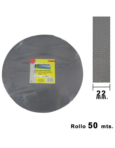 Cinta Persiana Wolfpack Gris 22 mm. Rollo 50...