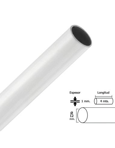 Barra Armario Lacado Blanco Redondo 12 mm.Ø...