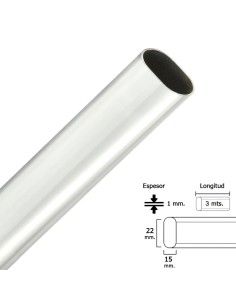 Barra Armario Cromado Ovalado 15x22 mm. (Barra 3,0 metros)