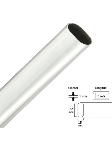 Barra Armario Cromado Ovalado 15x22 mm. (Barra...