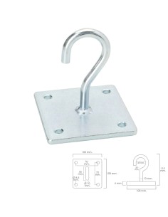 Gancho Wolfpack con pletina Multiuso Abierto Zincado