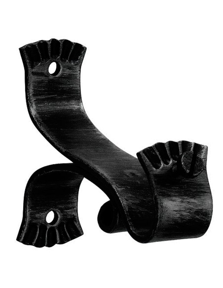 Soporte Forja Ø 20 mm. Ola Largo Negro   Juego 2 Piezas