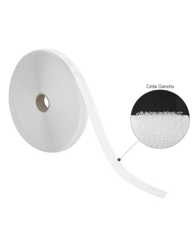 Cinta Velcro Gancho Con Adhesivo Blanco Rollo...